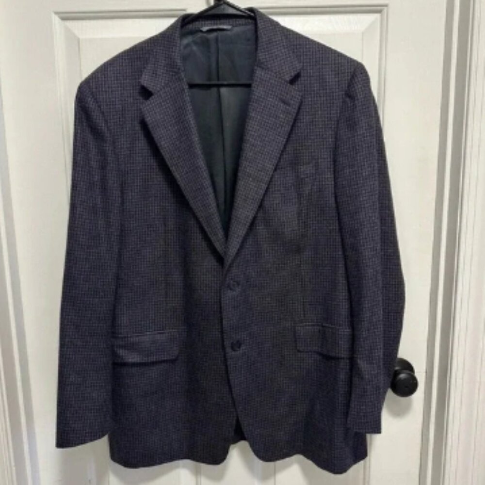 CANALI Wool Cashmere Silk Sport Coat Blazer Purple Plaid Check Italy Size 54